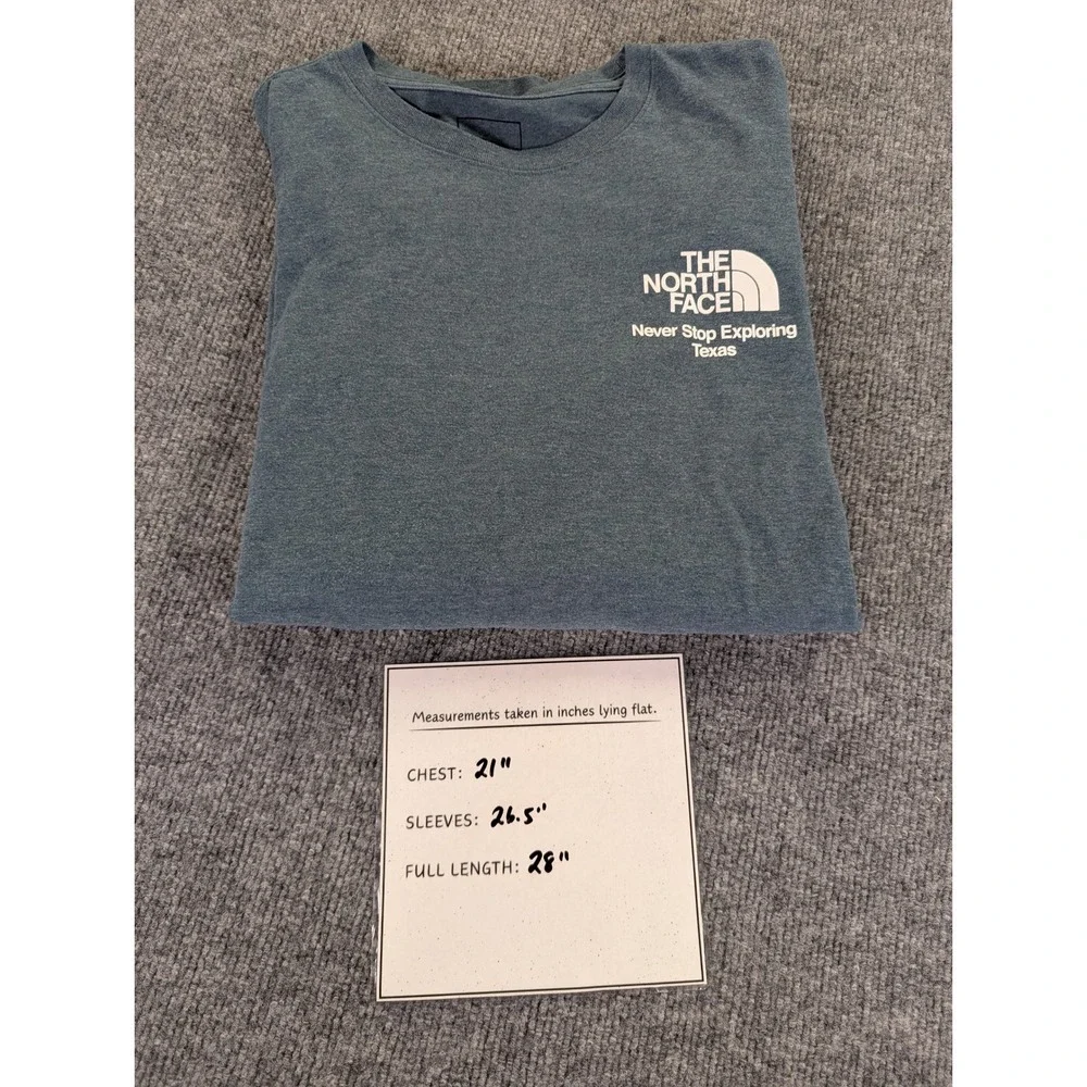 The North Face Mens Texas Graphic Long Sleeve T-Shirt Blue Heather Medium
